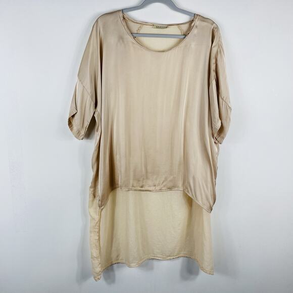 Stark X Size Large High Low Tunic Top Tan Boho Art To Wear Casual - Picture 1 of 6